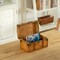 Vintiquewise Farmhouse Antique-Style Wood Treasure Chest with Leather Straps & Front Latch Decorative Storage Trunk for Trinkets Jewelry or Letters Rustic Accent for Home or Office Decor